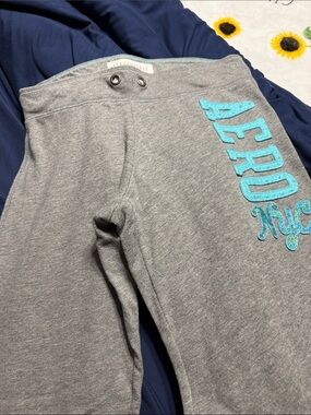 Aeropostale Gray Sweatpants with Teal Logo Accent